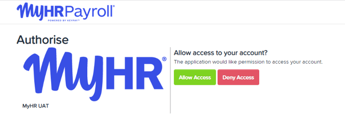 Allow access - MyHR Payoll