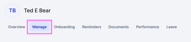 Manage button on employee profile