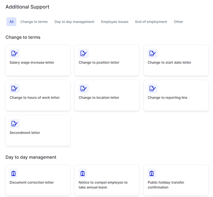 Additional support options on MyHR