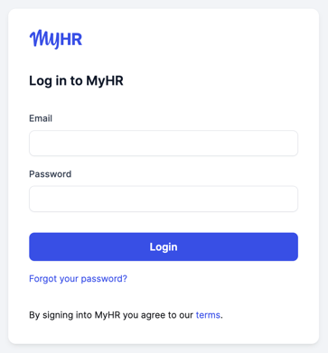 MyHR login page