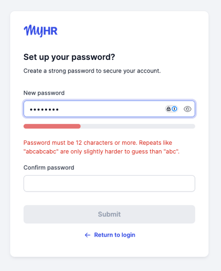 Reset password - not strong enough