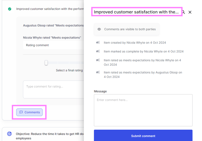 Performance review drawer improvements