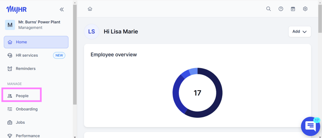 MyHR Launchpad with people highlighted