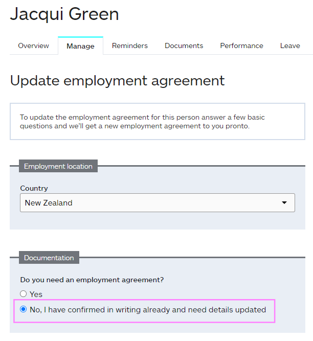 Update MyHR without getting an updated contract